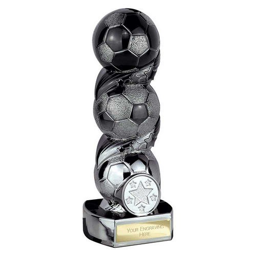 Hat-trick Strike Football Trophy | 160mm | Black & Silver