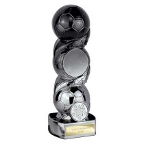 Hat-trick Strike Football Trophy | 190mm | Black & Silver