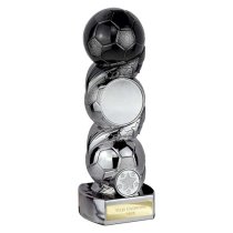 Hat-trick Strike Football Trophy | 220mm | Black & Silver