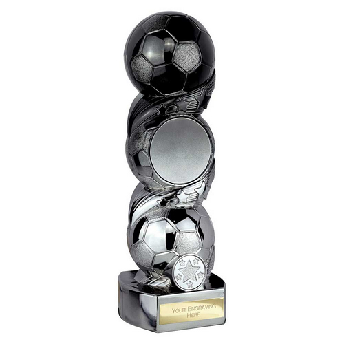Hat-trick Strike Football Trophy | 240mm | Black & Silver