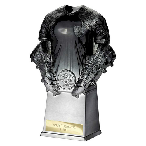 Invincible Football Shirt Trophy | Heavyweight | 190mm | Black & Silver