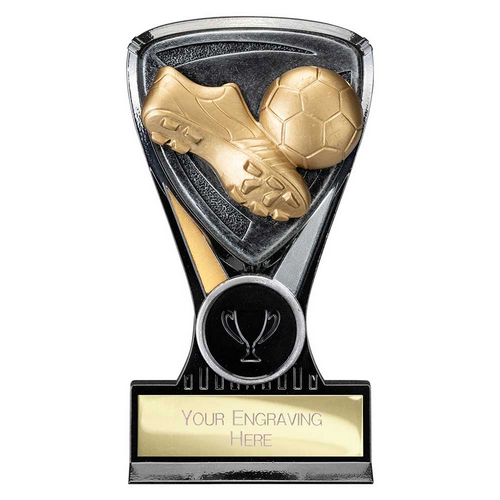 Wolverine Boot & Ball Football Trophy Plaque | 130mm | Black & Gold