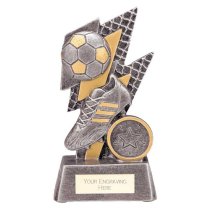 Strike Bolt Football Trophy | 130mm | Silver & Gold