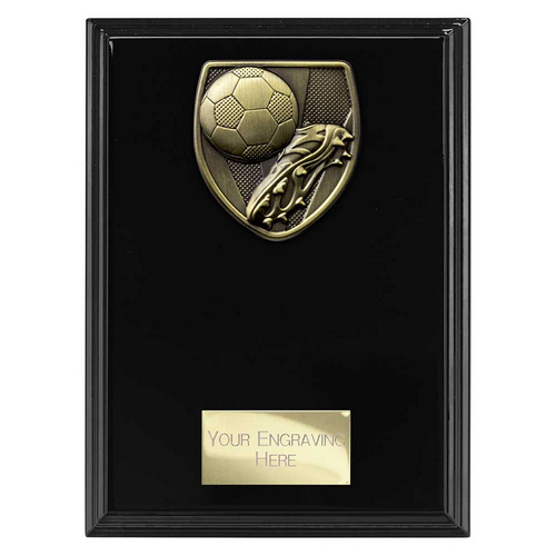 Cobra Plaque Football Boot & Ball Trophy | 175mm | Black
