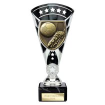 Cobra Star Football Boot & Ball Trophy | 210mm | Black & Silver