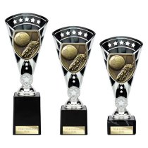 Cobra Star Football Boot & Ball Trophy | 230mm | Black & Silver