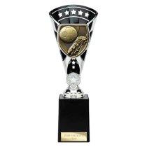 Cobra Star Football Boot & Ball Trophy | 255mm | Black & Silver