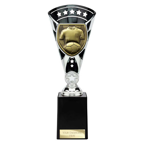 Cobra Star Football Shirt & Ball Trophy | 255mm | Black & Silver