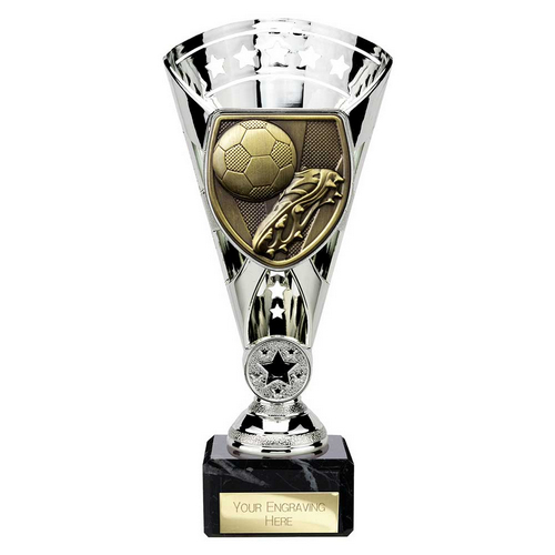 Cobra Star Football Boot & Ball Trophy | 210mm | Silver