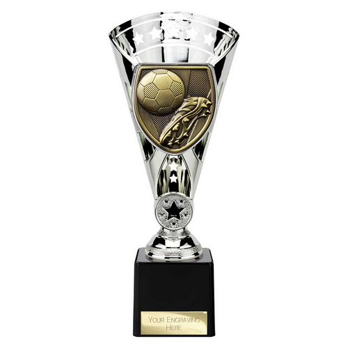 Cobra Star Football Boot & Ball Trophy | 230mm | Silver