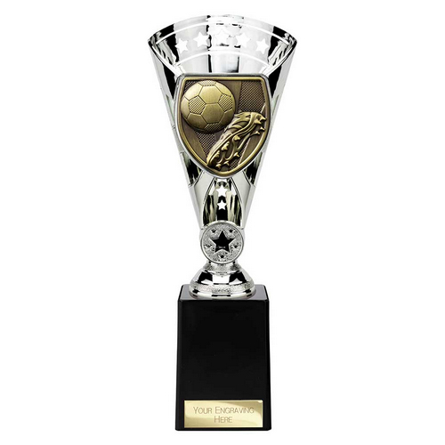 Cobra Star Football Boot & Ball Trophy | 255mm | Silver