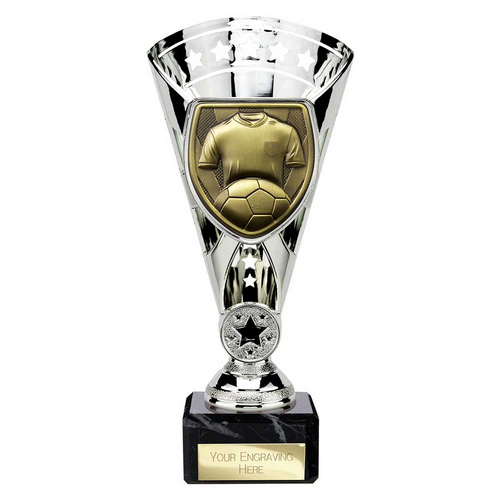 Cobra Star Football Shirt & Ball Trophy | 210mm | Silver