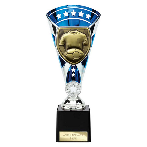 Cobra Star Football Shirt & Ball Trophy | 230mm | Blue