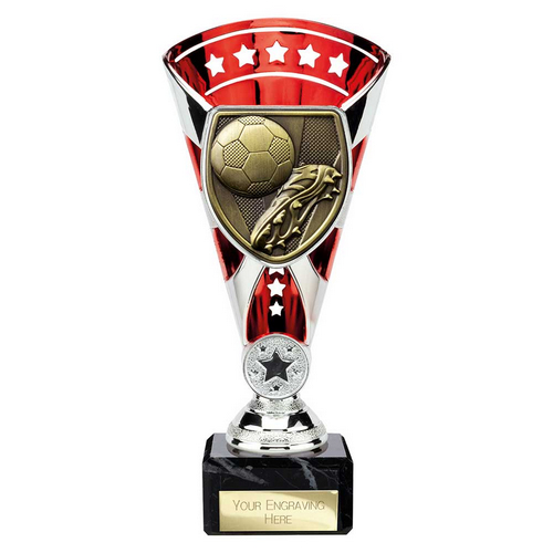 Cobra Star Football Boot & Ball Trophy | 210mm | Red