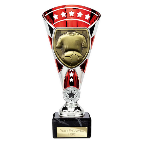 Cobra Star Football Shirt & Ball Trophy | 210mm | Red