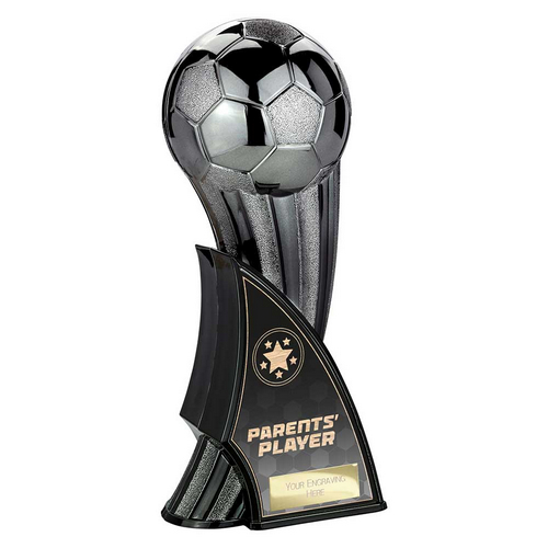 Firestorm Football Trophy | Heavyweight | Parents Player | 220mm | Black & Silver