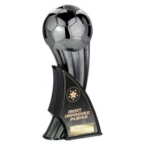 Firestorm Football Trophy | Heavyweight | Most Improved | 240mm | Black & Silver