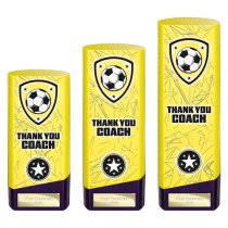 Prime Heavyweight Football Trophy | Thank You Coach | 160mm | Yellow