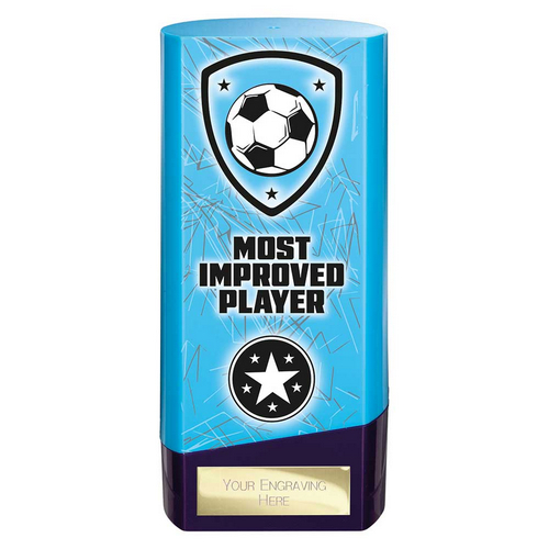 Prime Heavyweight Football Trophy | Most Improved Player | 160mm | Blue