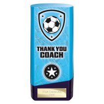 Prime Heavyweight Football Trophy | Thank You Coach | 160mm | Blue