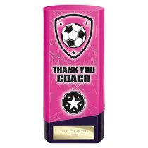 Prime Heavyweight Football Trophy | Thank You Coach | 160mm | Pink