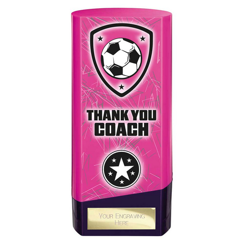 Prime Heavyweight Football Trophy | Thank You Coach | 160mm | Pink