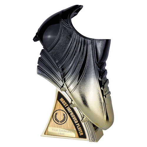 Power Boot Football Trophy | Heavyweight | Most Improved | 250mm | Black & Gold
