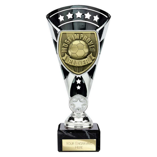 Cobra Star Football Trophy | Most Improved Player | 210mm | Black & Silver