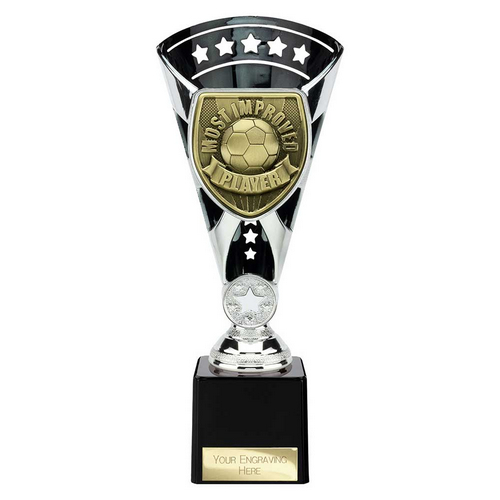 Cobra Star Football Trophy | Most Improved Player | 230mm | Black & Silver