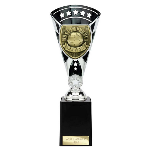 Cobra Star Football Trophy | Most Improved Player | 255mm | Black & Silver