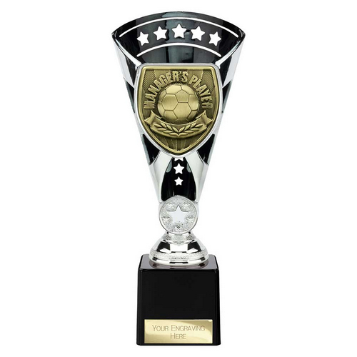 Cobra Star Football Trophy | Managers Player | 230mm | Black & Silver