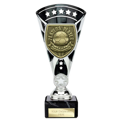 Cobra Star Football Trophy | Players Player | 210mm | Black & Silver