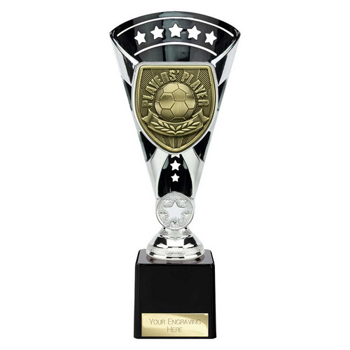 Cobra Star Football Trophy | Players Player | 230mm | Black & Silver