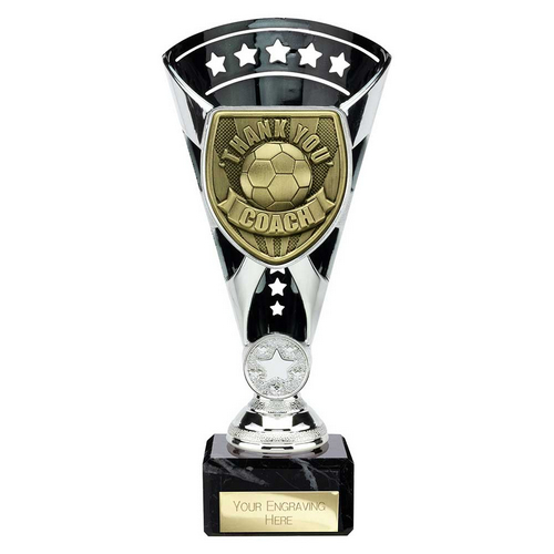 Cobra Star Football Trophy | Thank you Coach | 210mm | Black & Silver