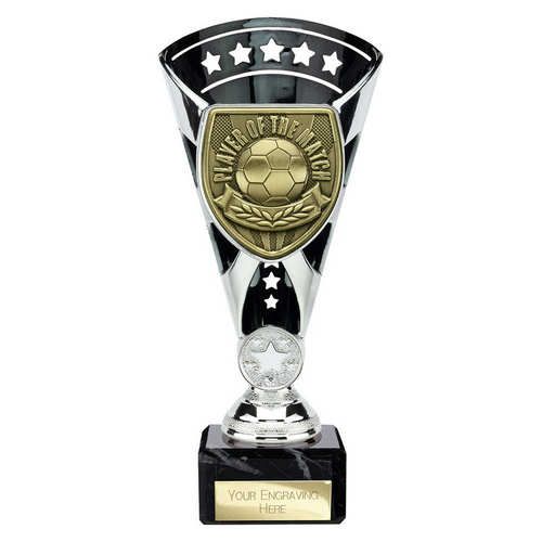 Cobra Star Football Trophy | Player of the Match | 210mm | Black & Silver
