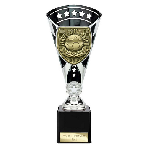 Cobra Star Football Trophy | Player of the Match | 230mm | Black & Silver