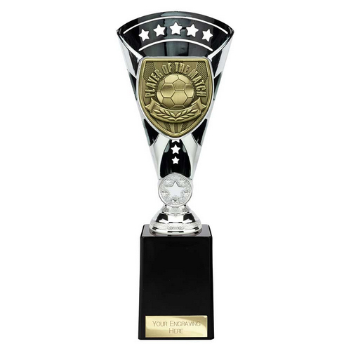 Cobra Star Football Trophy | Player of the Match | 255mm | Black & Silver