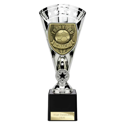 Cobra Star Football Trophy | Thank you Coach | 230mm | Silver