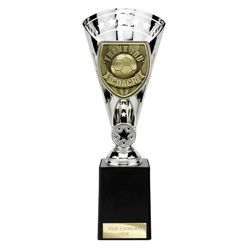 Cobra Star Football Trophy | Thank you Coach | 255mm | Silver