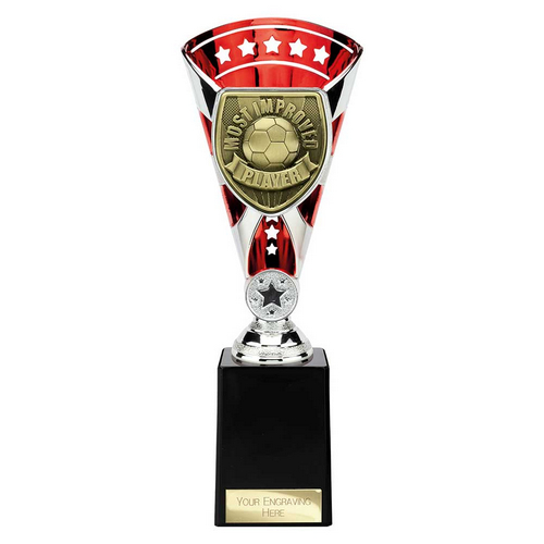 Cobra Star Football Trophy | Most Improved Player | 255mm | Red