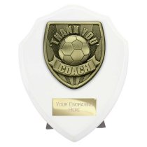 Cobra Shield Football Trophy | Thank you Coach | 125mm | White