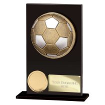 Ikon Hero Glass Football Trophy | 125mm | Black & Gold