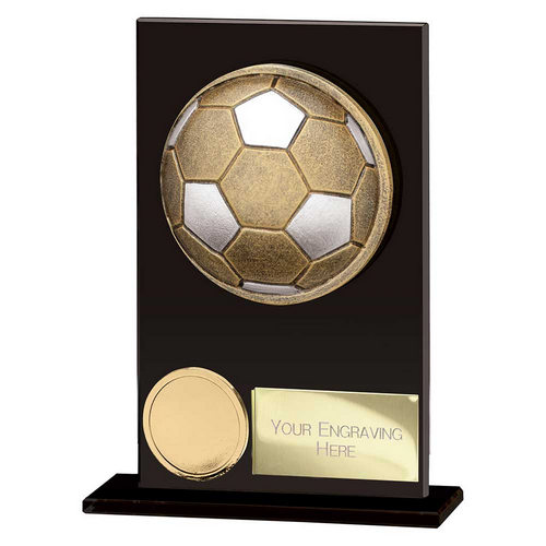 Ikon Hero Glass Football Trophy | 125mm | Black & Gold