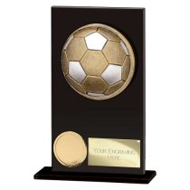 Ikon Hero Glass Football Trophy Glass | 140mm | Black & Gold