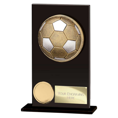 Ikon Hero Glass Football Trophy Glass | 140mm | Black & Gold
