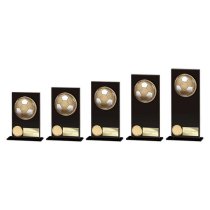 Ikon Hero Glass Football Trophy | 160mm | Black & Gold