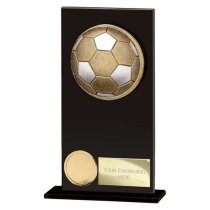 Ikon Hero Glass Football Trophy | 160mm | Black & Gold