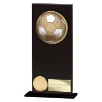 Ikon Hero Glass Football Trophy Glass | 180mm | Black & Gold