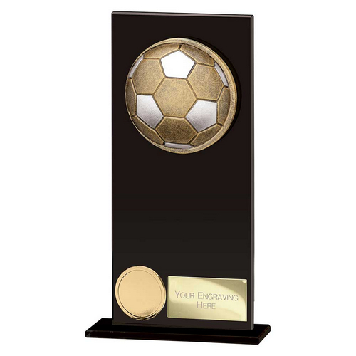 Ikon Hero Glass Football Trophy Glass | 180mm | Black & Gold