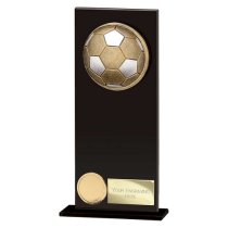 Ikon Hero Glass Football Trophy | 200mm | Black & Gold